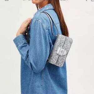 New Coach Morgan Crossbody silver glitter sequin shoulder bag
